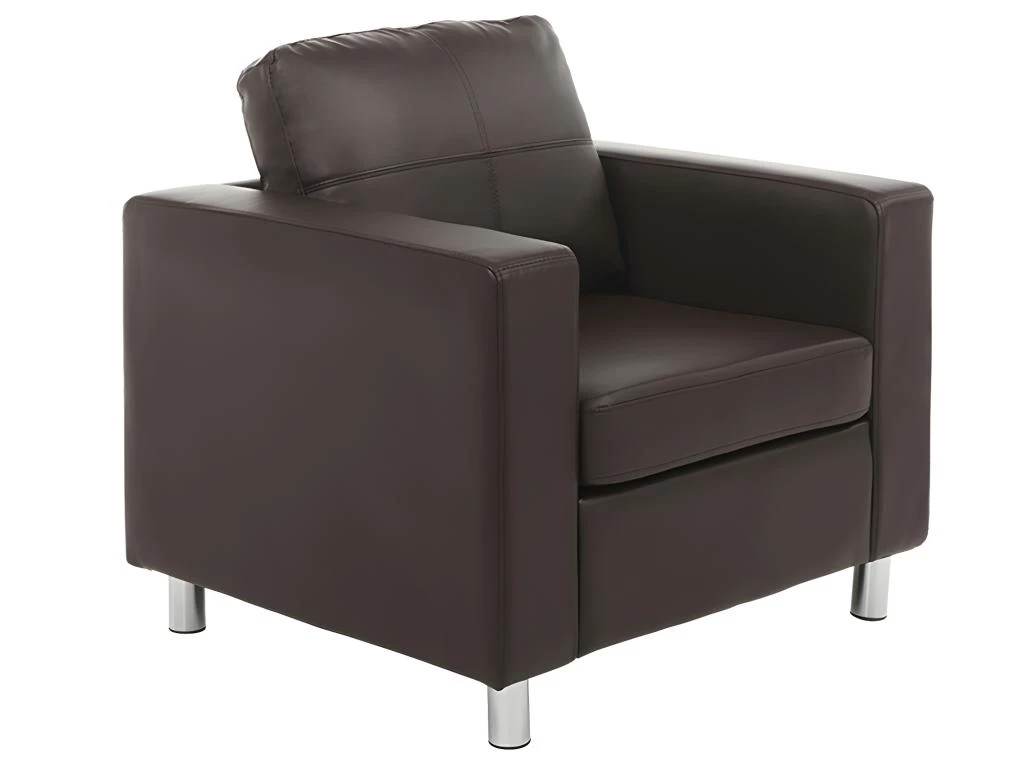 Fauteuil En Simili ACKLEY - Marron 3 Fauteuil En Simili ACKLEY - Marron