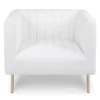 Fauteuil Moderne à Coutures Verticales Sacramento Simili Blanc -Promos Fauteora Magasin fauteuil 19728109