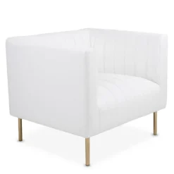 Fauteuil Moderne à Coutures Verticales Sacramento Simili Blanc -Promos Fauteora Magasin fauteuil 19728111