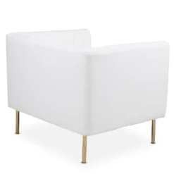 Fauteuil Moderne à Coutures Verticales Sacramento Simili Blanc -Promos Fauteora Magasin fauteuil 19728113
