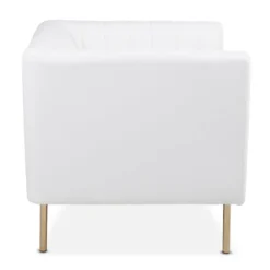 Fauteuil Moderne à Coutures Verticales Sacramento Simili Blanc -Promos Fauteora Magasin fauteuil 19728115