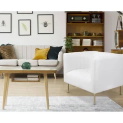 Fauteuil Moderne à Coutures Verticales Sacramento Simili Blanc -Promos Fauteora Magasin fauteuil 19728117