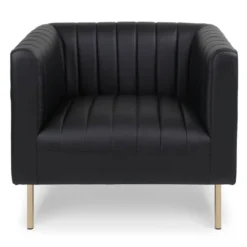 Fauteuil Moderne à Coutures Verticales Sacramento Simili Noir
