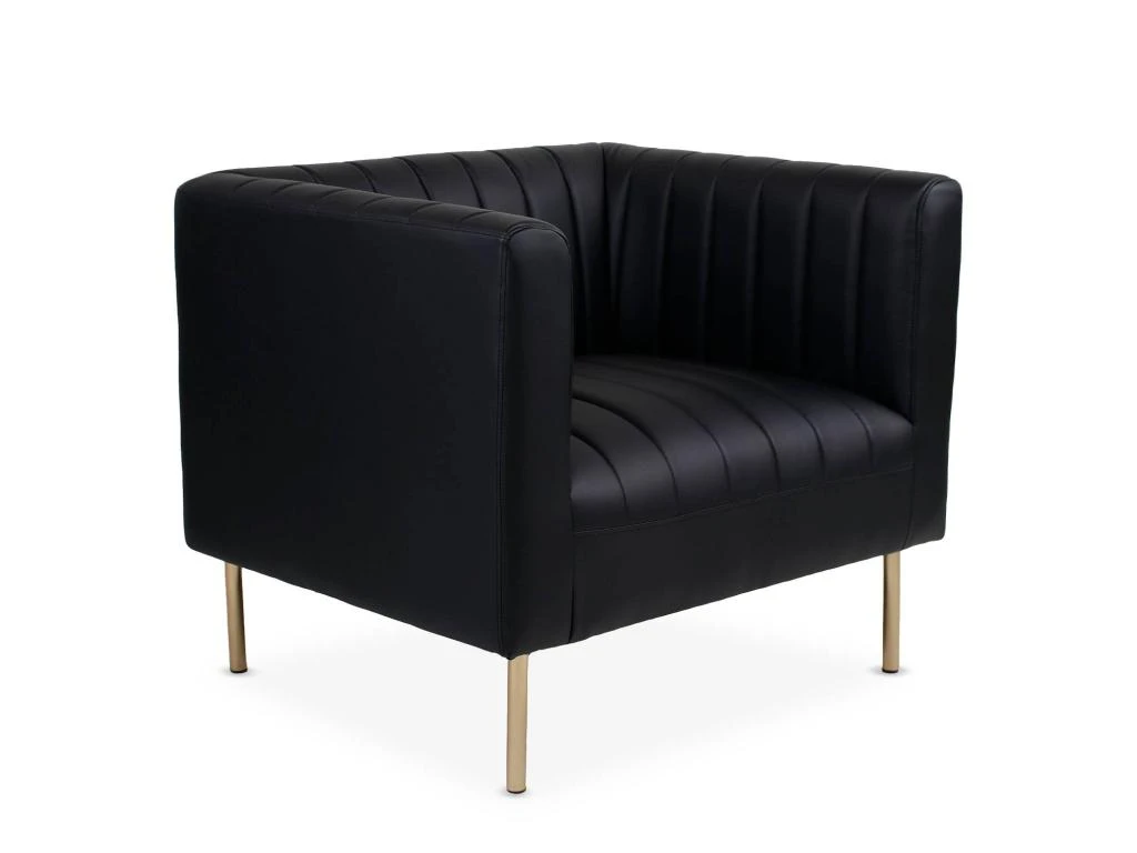 Fauteuil Moderne à Coutures Verticales Sacramento Simili Noir 4 Fauteuil Moderne à Coutures Verticales Sacramento Simili Noir – Image 2