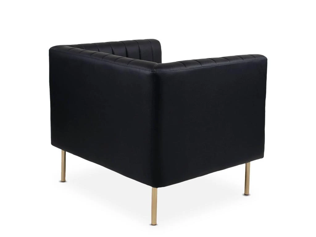 Fauteuil Moderne à Coutures Verticales Sacramento Simili Noir 5 Fauteuil Moderne à Coutures Verticales Sacramento Simili Noir – Image 3