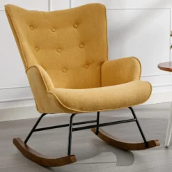 Fauteuil à Bascule En Tissu Chiné Jaune Moutarde ELMINA II 15 Fauteuil à Bascule En Tissu Chiné Jaune Moutarde ELMINA II -Promos Fauteora Magasin fauteuil 19830191
