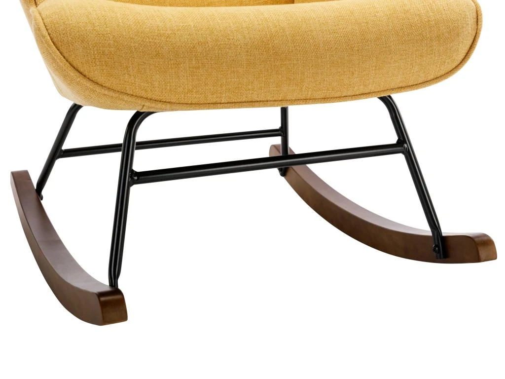 Fauteuil à Bascule En Tissu Chiné Jaune Moutarde ELMINA II 7 Fauteuil à Bascule En Tissu Chiné Jaune Moutarde ELMINA II – Image 5