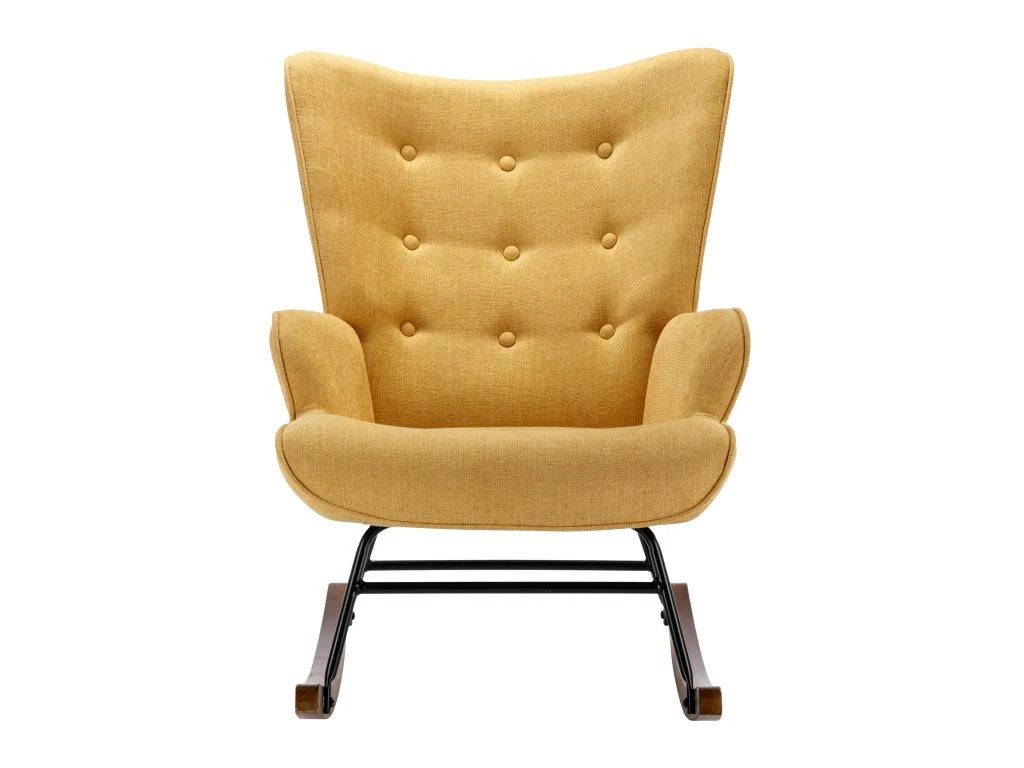 Fauteuil à Bascule En Tissu Chiné Jaune Moutarde ELMINA II 5 Fauteuil à Bascule En Tissu Chiné Jaune Moutarde ELMINA II – Image 3