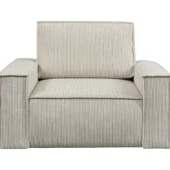 Fauteuil En Velours Côtelé Beige AMELIA -Promos Fauteora Magasin fauteuil 19914253