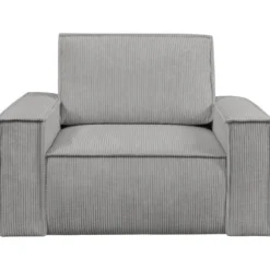 Fauteuil En Velours Côtelé Gris Clair AMELIA -Promos Fauteora Magasin fauteuil 19914303