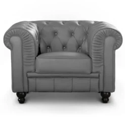 Grand Fauteuil Chesterfield Gris