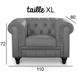 Grand Fauteuil Chesterfield Gris -Promos Fauteora Magasin fauteuil 19943809