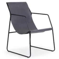 Fauteuil Ulysse Métal Noir Et Simili Gris
