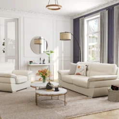 Fauteuil En Cuir THIBAULT - Ivoire