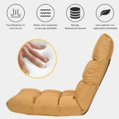 Canapé Paresseux Pliable, Chaise De Sol Rembourrée D’éponge, 108 X 56 X 12 Cm -Promos Fauteora Magasin fauteuil 20127929