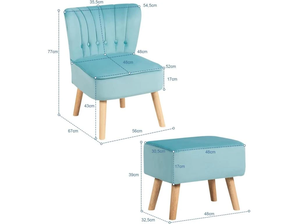 Fauteuil Velours De Salon Pieds En Bois Hévéa Avec Repose-pieds 7 Fauteuil Velours De Salon Pieds En Bois Hévéa Avec Repose-pieds – Image 5