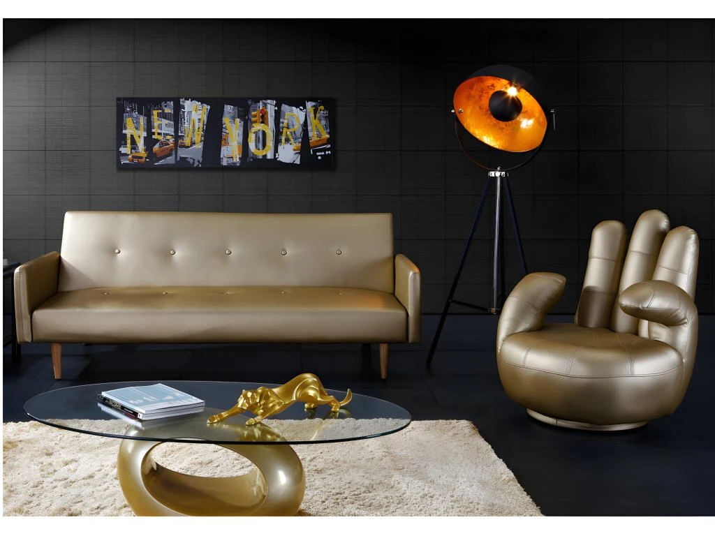 Fauteuil Main Pivotant CATCHY En Simili - Doré 4 Fauteuil Main Pivotant CATCHY En Simili - Doré – Image 2