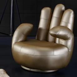 Fauteuil Main Pivotant CATCHY En Simili - Doré