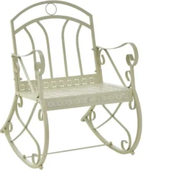 Gientex Fauteuil à Bascule De Terrasse En Métal Avec Dossier Et Accoudoirs, 45cm