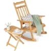 Gientex Fauteuil à Bascule De Porche Avec Table Pliable,bistrot De Terrasse En Bois De Sapin Massif -Promos Fauteora Magasin fauteuil 20920327