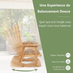 Gientex Fauteuil à Bascule De Porche Avec Table Pliable,bistrot De Terrasse En Bois De Sapin Massif -Promos Fauteora Magasin fauteuil 20920335