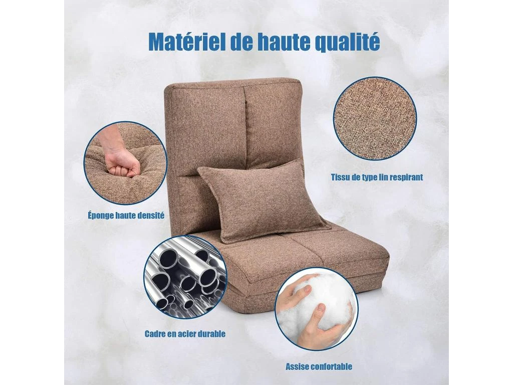 Chaise Longue Réglable Fauteuil Relax De Sol Matelas Pliant, Canapé Paresseux 4 Chaise Longue Réglable Fauteuil Relax De Sol Matelas Pliant, Canapé Paresseux – Image 2