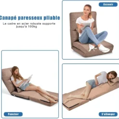Chaise Longue Réglable Fauteuil Relax De Sol Matelas Pliant, Canapé Paresseux 10 Chaise Longue Réglable Fauteuil Relax De Sol Matelas Pliant, Canapé Paresseux -Promos Fauteora Magasin fauteuil 20920469
