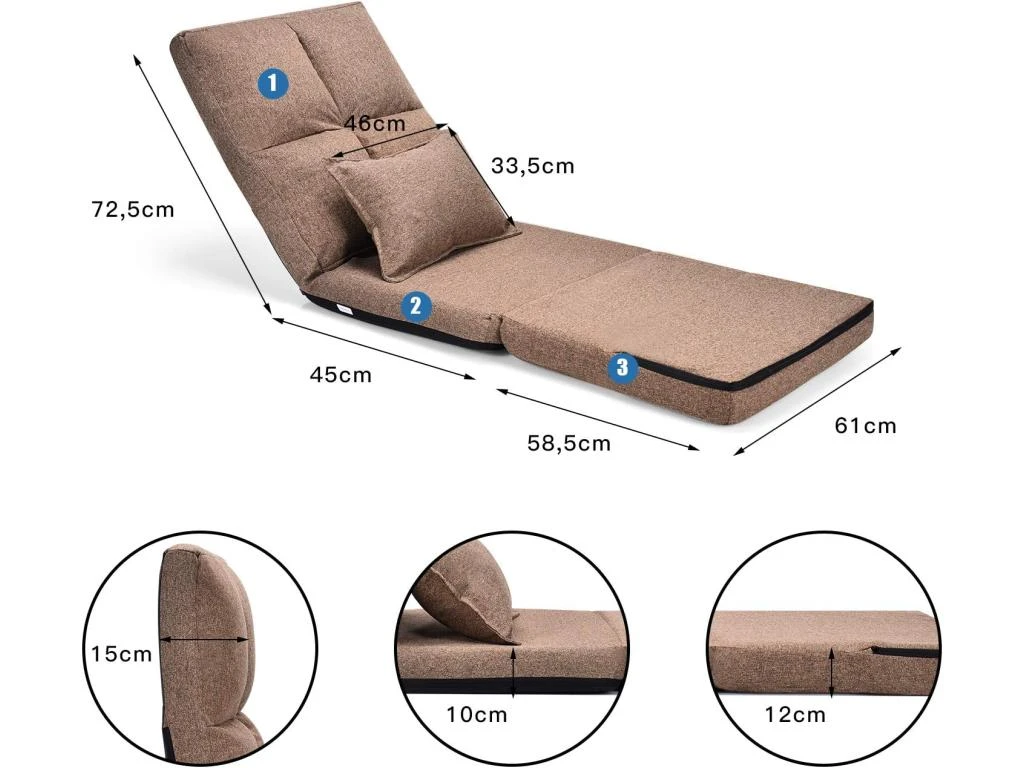 Chaise Longue Réglable Fauteuil Relax De Sol Matelas Pliant, Canapé Paresseux 7 Chaise Longue Réglable Fauteuil Relax De Sol Matelas Pliant, Canapé Paresseux – Image 5