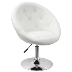 Fauteuil Siège Chaise Capitonné Lounge Pivotant Synthétique Blanc 1109002