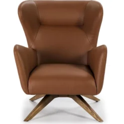 Fauteuil Tournant à 360 º Rembourré En Similicuir Pieds Bois Massif -Promos Fauteora Magasin fauteuil 21097305