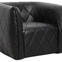 Fauteuil Moderne Revêtement Matelassé Losania Simili Noir