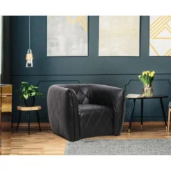 Fauteuil Moderne Revêtement Matelassé Losania Simili Noir -Promos Fauteora Magasin fauteuil 21134181