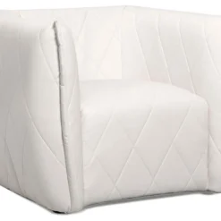 Fauteuil Moderne Revêtement Matelassé Losania Simili Blanc