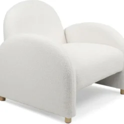 Fauteuil Club Bowie Tissu Bouclette Blanc