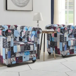 Fauteuil En Tissu Patchwork CHESTERFIELD -Promos Fauteora Magasin fauteuil 21223353