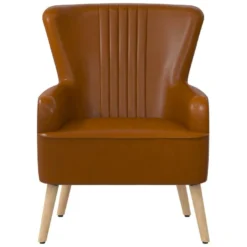 Chaise D'appoint Rembourrée En Faux Cuir Camel -Promos Fauteora Magasin fauteuil 21522543