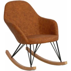 Rocking Chair En PU Cognac -Promos Fauteora Magasin fauteuil 21678517