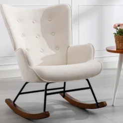 Fauteuil à Bascule En Tissu Chiné Beige ELMINA II -Promos Fauteora Magasin fauteuil 21986007