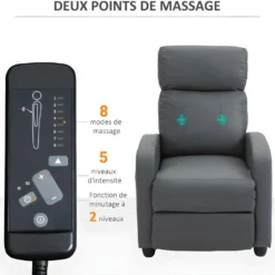 Fauteuil De Relaxation Massant ETIENNE Gris -Promos Fauteora Magasin fauteuil 21988425