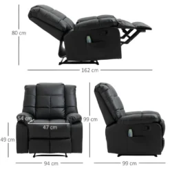 Fauteuil De Relaxation Massant EMILIO Noir -Promos Fauteora Magasin fauteuil 21988471