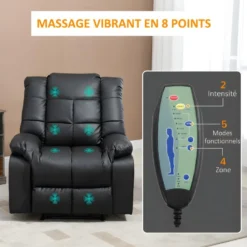 Fauteuil De Relaxation Massant EMILIO Noir -Promos Fauteora Magasin fauteuil 21988473
