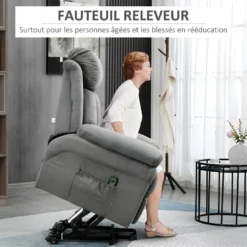 Fauteuil De Relaxation Releveur Boston Avec Repose-Pieds Tissu Gris -Promos Fauteora Magasin fauteuil 21988481