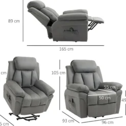 Fauteuil De Relaxation Releveur Boston Avec Repose-Pieds Tissu Gris -Promos Fauteora Magasin fauteuil 21988483