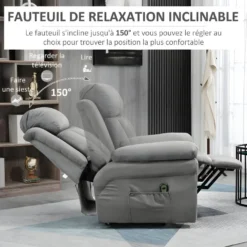 Fauteuil De Relaxation Releveur Boston Avec Repose-Pieds Tissu Gris -Promos Fauteora Magasin fauteuil 21988485