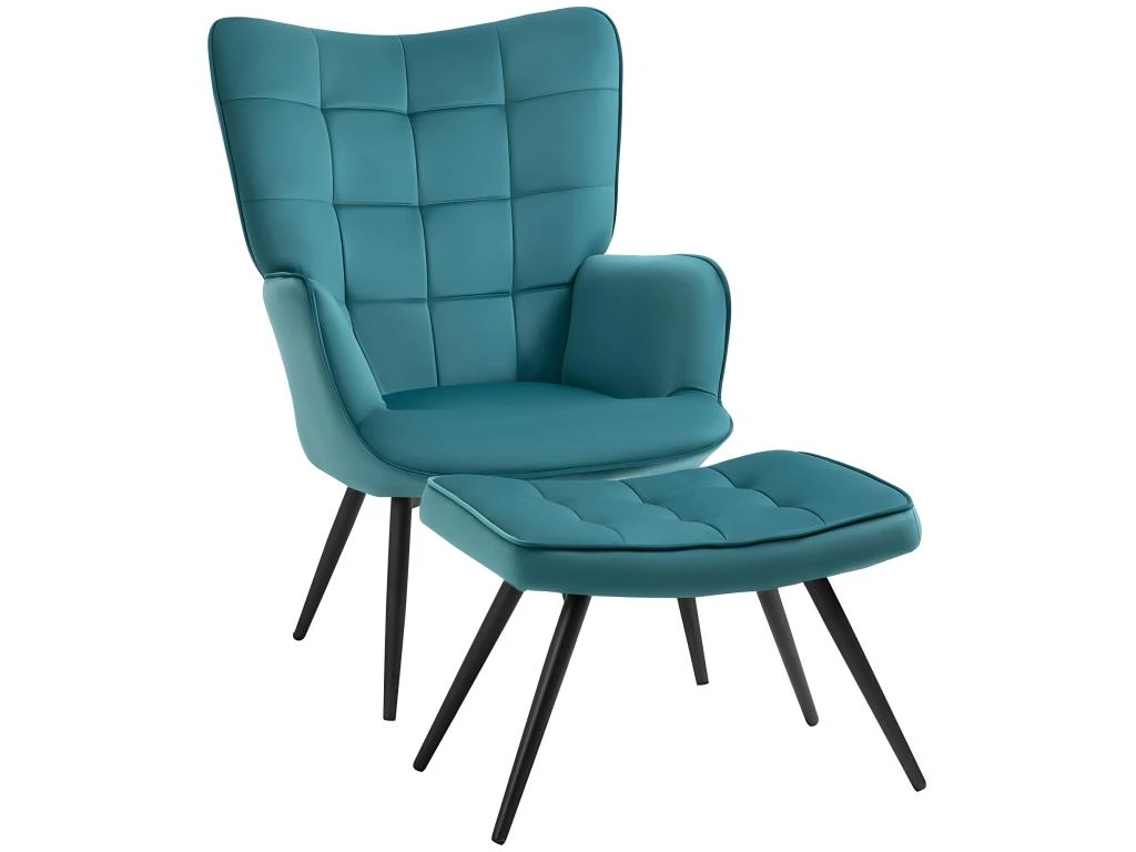 Fauteuil Design Et Repose-pieds MERIDA Bleu Canard 3 Fauteuil Design Et Repose-pieds MERIDA Bleu Canard