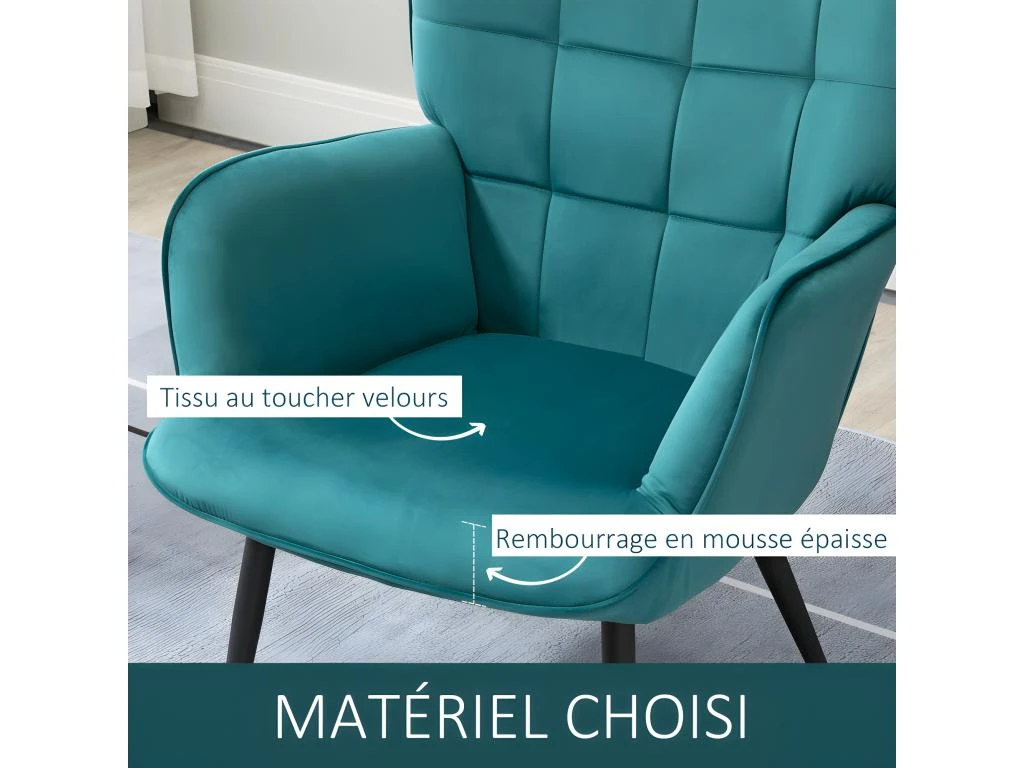 Fauteuil Design Et Repose-pieds MERIDA Bleu Canard 7 Fauteuil Design Et Repose-pieds MERIDA Bleu Canard – Image 5