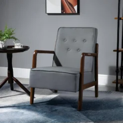Fauteuil Lounge Design CATALOGNA Gris Et Bois -Promos Fauteora Magasin fauteuil 21988911
