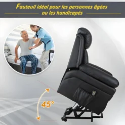 Fauteuil De Relaxation Releveur Boston Avec Repose-Pieds Noir -Promos Fauteora Magasin fauteuil 21989379