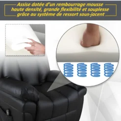 Fauteuil De Relaxation Releveur Boston Avec Repose-Pieds Noir -Promos Fauteora Magasin fauteuil 21989381