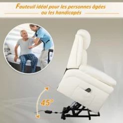 Fauteuil De Relaxation Releveur Boston Avec Repose-Pieds Crème -Promos Fauteora Magasin fauteuil 21989399